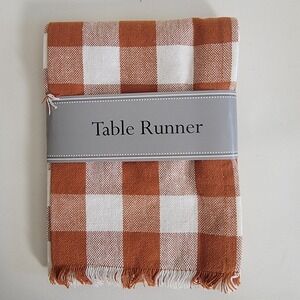 Design‎ Imports Cinnamon Buffalo Check Fringed Table Runner 14x72